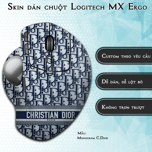Skin dán chuột Logitech MX Ergo mẫu Monogram Dior