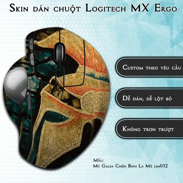 Skin dán chuột Logitech MX Ergo mẫu Mũ Galea Chiến Binh La Mã lsm032