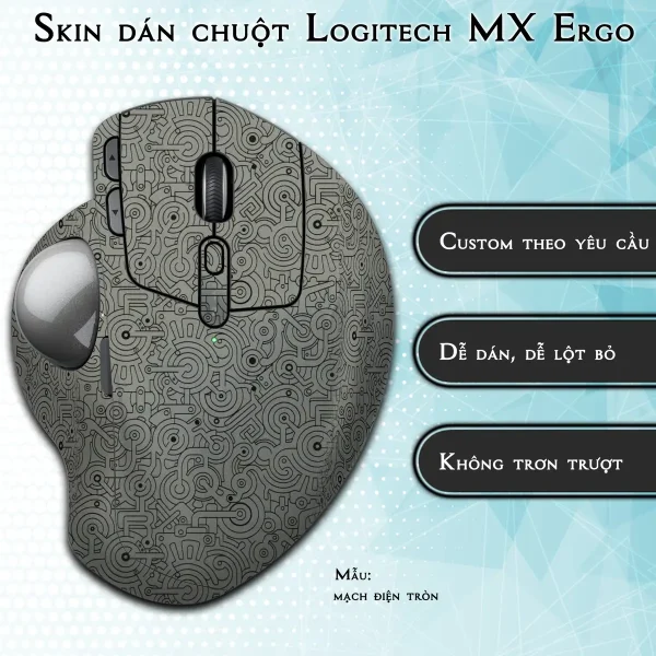 Skin dán chuột Logitech MX Ergo mẫu mạch điện tròn