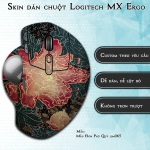 Skin dán chuột Logitech MX Ergo mẫu Mẫu Đơn Phú Quý lsm065