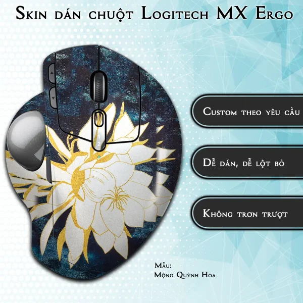 Skin dán chuột Logitech MX Ergo mẫu Mộng Quỳnh Hoa