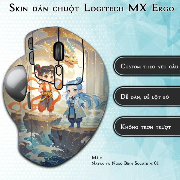 Skin dán chuột Logitech MX Ergo mẫu Natra và Ngao Bính Socute nt01