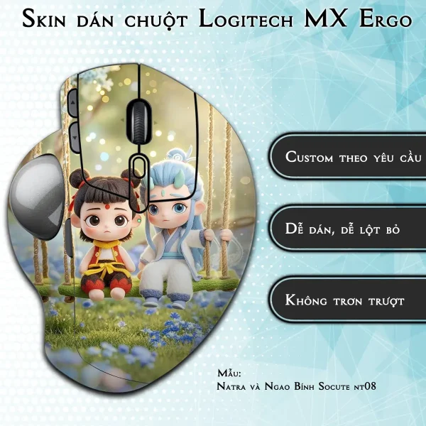 Skin dán chuột Logitech MX Ergo mẫu Natra và Ngao Bính Socute nt08