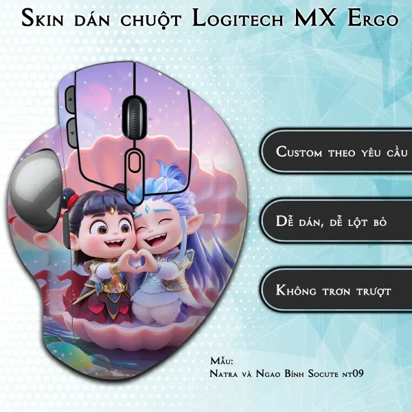 Skin dán chuột Logitech MX Ergo mẫu Natra và Ngao Bính Socute nt09