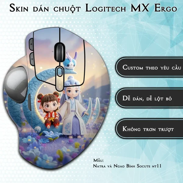 Skin dán chuột Logitech MX Ergo mẫu Natra và Ngao Bính Socute nt11