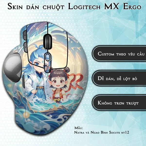 Skin dán chuột Logitech MX Ergo mẫu Natra và Ngao Bính Socute nt12