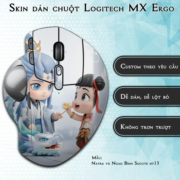 Skin dán chuột Logitech MX Ergo mẫu Natra và Ngao Bính Socute nt13
