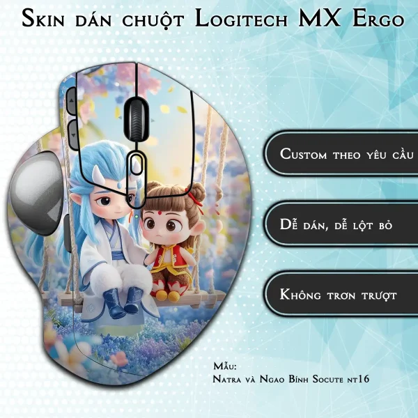 Skin dán chuột Logitech MX Ergo mẫu Natra và Ngao Bính Socute nt16