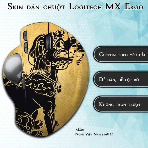 Skin dán chuột Logitech MX Ergo mẫu Nghê Việt Nam lsm035