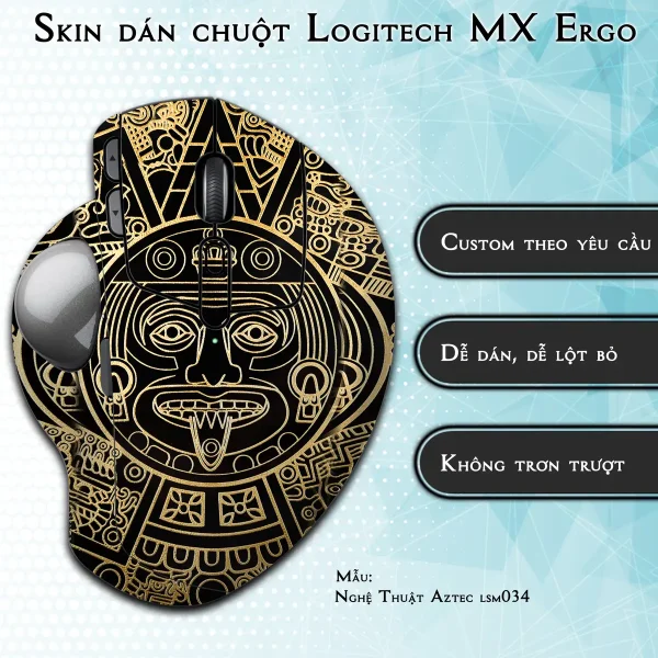 Skin dán chuột Logitech MX Ergo mẫu Nghệ Thuật Aztec lsm034