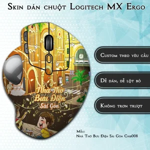 Skin dán chuột Logitech MX Ergo mẫu Nhà Thờ Bưu Điện Sài Gòn Chib008
