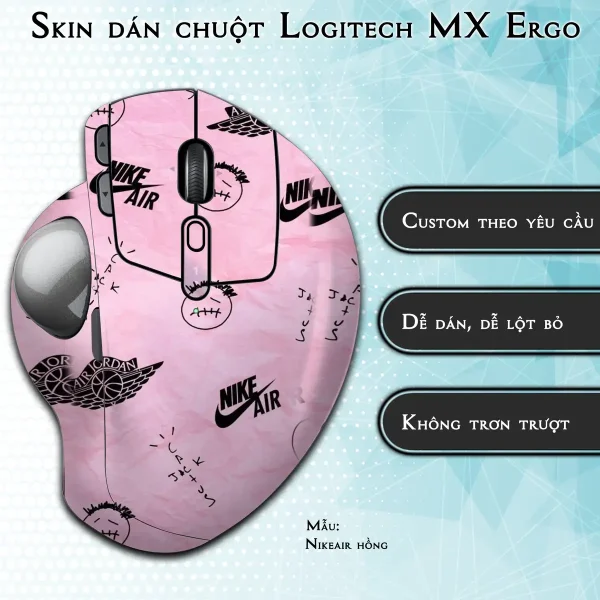 Skin dán chuột Logitech MX Ergo mẫu Nikeair hồng