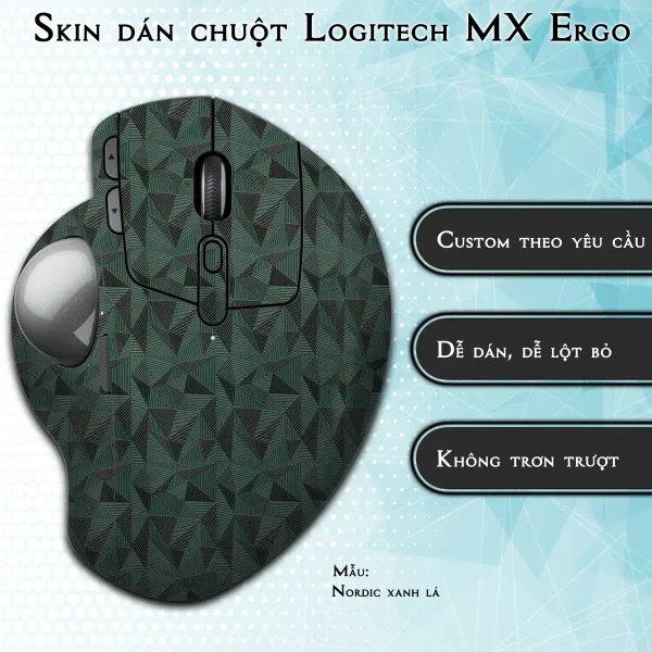 Skin dán chuột Logitech MX Ergo mẫu Nordic xanh lá