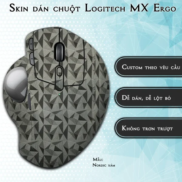 Skin dán chuột Logitech MX Ergo mẫu Nordic xám