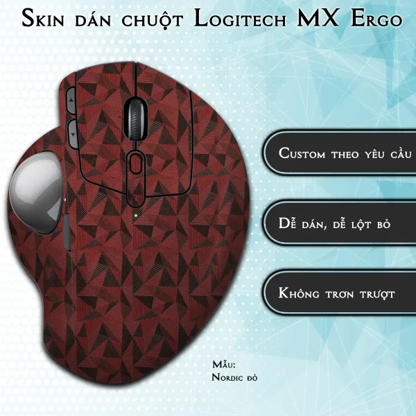 Skin dán chuột Logitech MX Ergo mẫu Nordic đỏ