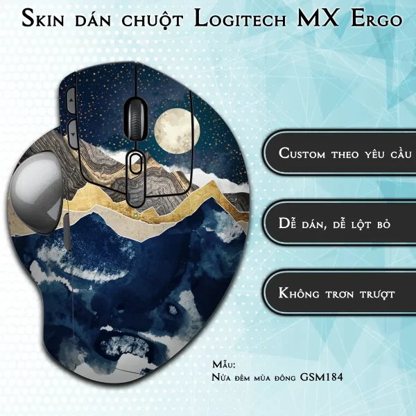 Skin dán chuột Logitech MX Ergo mẫu Nửa đêm mùa đông GSM184