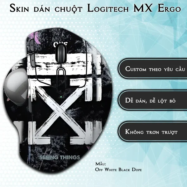 Skin dán chuột Logitech MX Ergo mẫu Off White Black Dope