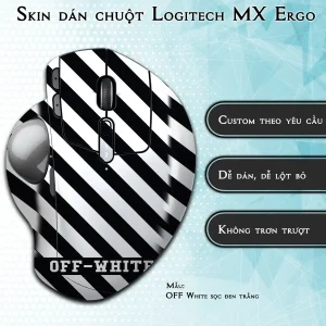 Skin dán chuột Logitech MX Ergo mẫu OFF White sọc đen trắng