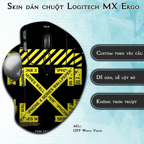 Skin dán chuột Logitech MX Ergo mẫu OFF White Virgil