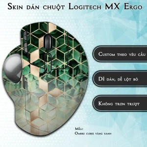 Skin dán chuột Logitech MX Ergo mẫu Ombre cubes vàng xanh