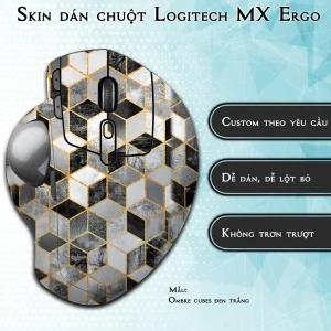 Skin dán chuột Logitech MX Ergo mẫu Ombre cubes đen trắng