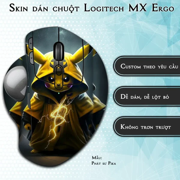 Skin dán chuột Logitech MX Ergo mẫu Phát sư Pika