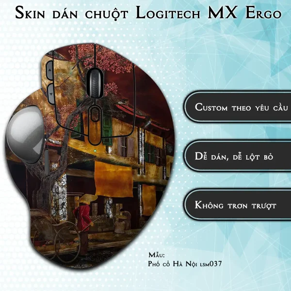 Skin dán chuột Logitech MX Ergo mẫu Phố cổ Hà Nội lsm037