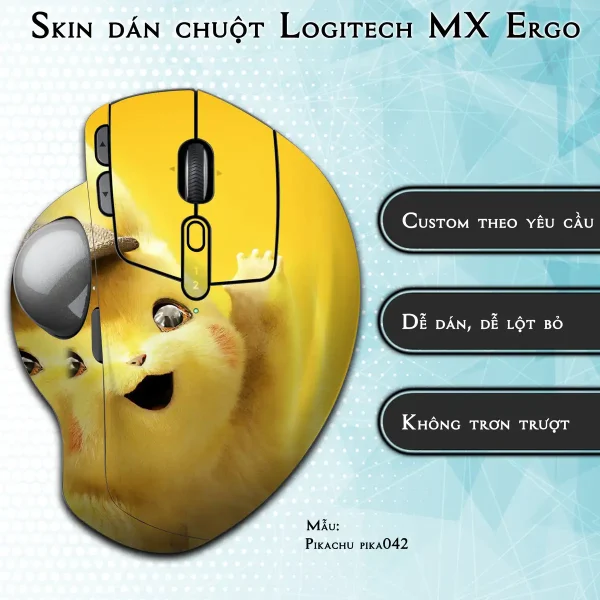 Skin dán chuột Logitech MX Ergo mẫu Pikachu pika042