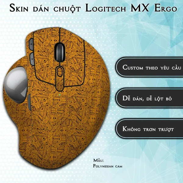 Skin dán chuột Logitech MX Ergo mẫu Polynesian cam