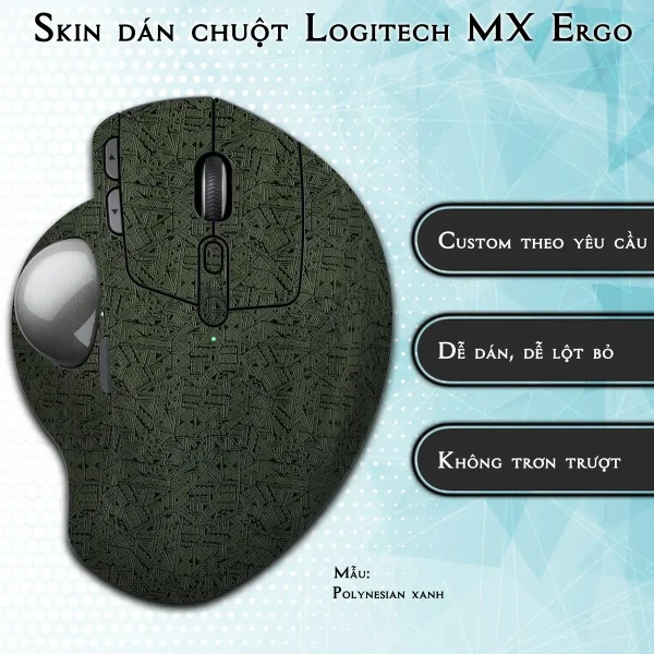Skin dán chuột Logitech MX Ergo mẫu Polynesian xanh