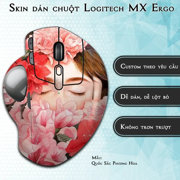 Skin dán chuột Logitech MX Ergo mẫu Quốc Sắc Phương Hoa
