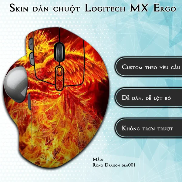 Skin dán chuột Logitech MX Ergo mẫu Rồng Dragon dra001