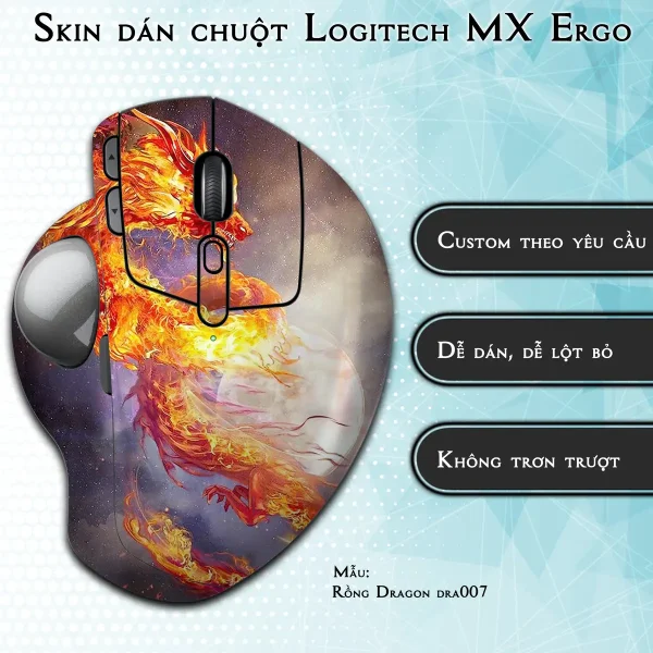 Skin dán chuột Logitech MX Ergo mẫu Rồng Dragon dra007