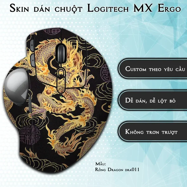 Skin dán chuột Logitech MX Ergo mẫu Rồng Dragon dra011