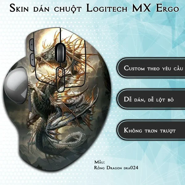 Skin dán chuột Logitech MX Ergo mẫu Rồng Dragon dra024