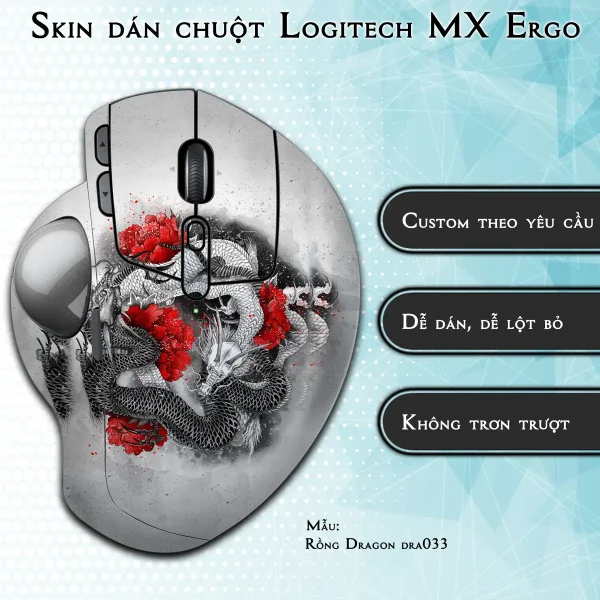 Skin dán chuột Logitech MX Ergo mẫu Rồng Dragon dra033