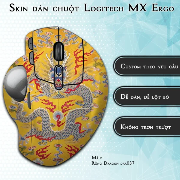 Skin dán chuột Logitech MX Ergo mẫu Rồng Dragon dra037