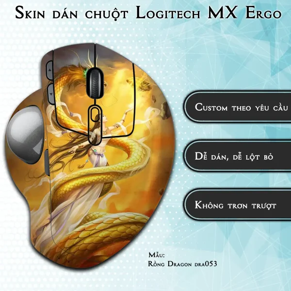 Skin dán chuột Logitech MX Ergo mẫu Rồng Dragon dra053