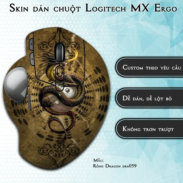 Skin dán chuột Logitech MX Ergo mẫu Rồng Dragon dra059