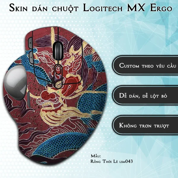 Skin dán chuột Logitech MX Ergo mẫu Rồng Thời Lê lsm043