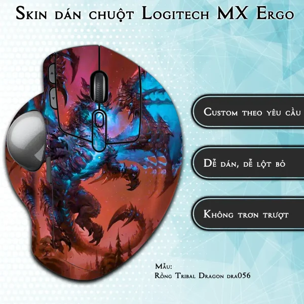 Skin dán chuột Logitech MX Ergo mẫu Rồng Tribal Dragon dra056