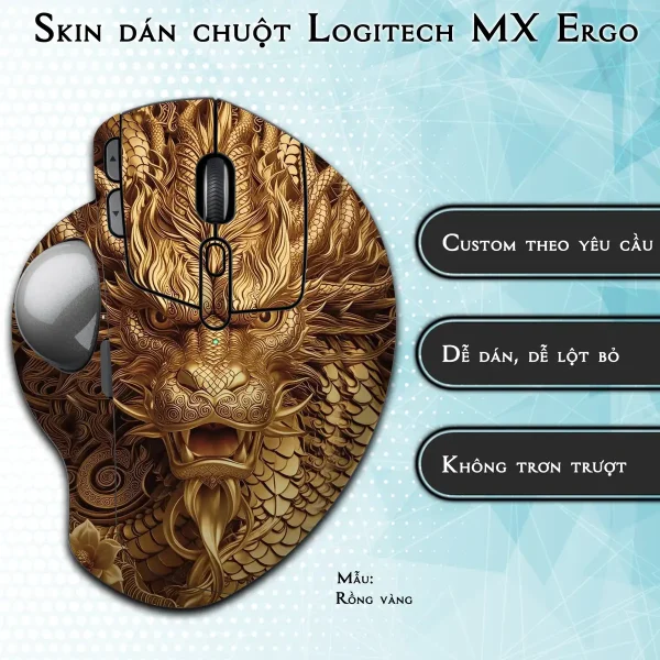 Skin dán chuột Logitech MX Ergo mẫu Rồng vàng