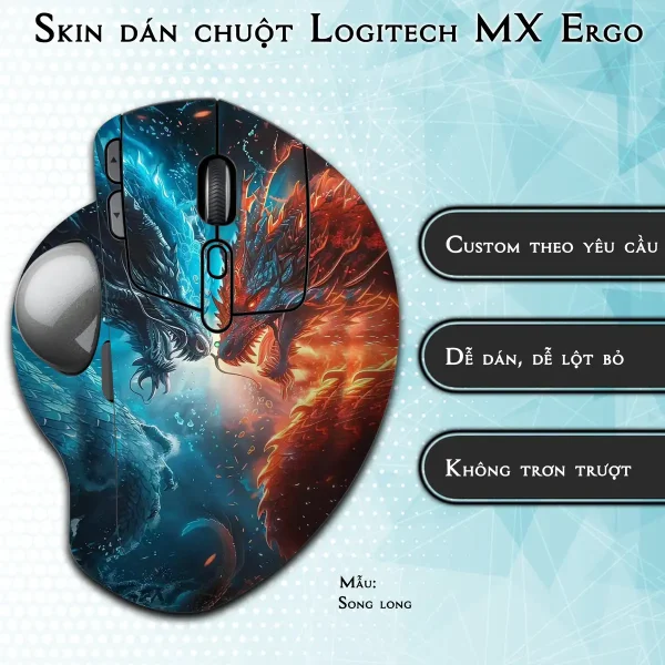 Skin dán chuột Logitech MX Ergo mẫu Song long