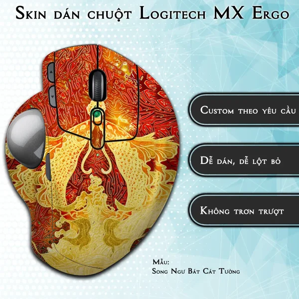 Skin dán chuột Logitech MX Ergo mẫu Song Ngư Bát Cát Tường