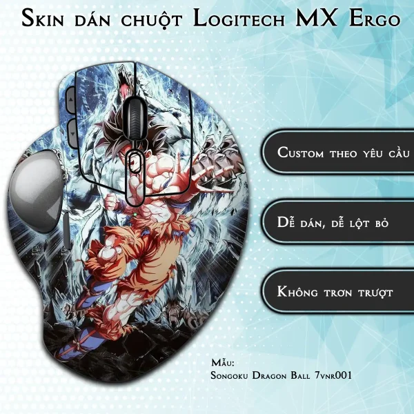 Skin dán chuột Logitech MX Ergo mẫu Songoku Dragon Ball 7vnr001