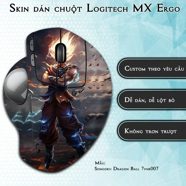 Skin dán chuột Logitech MX Ergo mẫu Songoku Dragon Ball 7vnr007