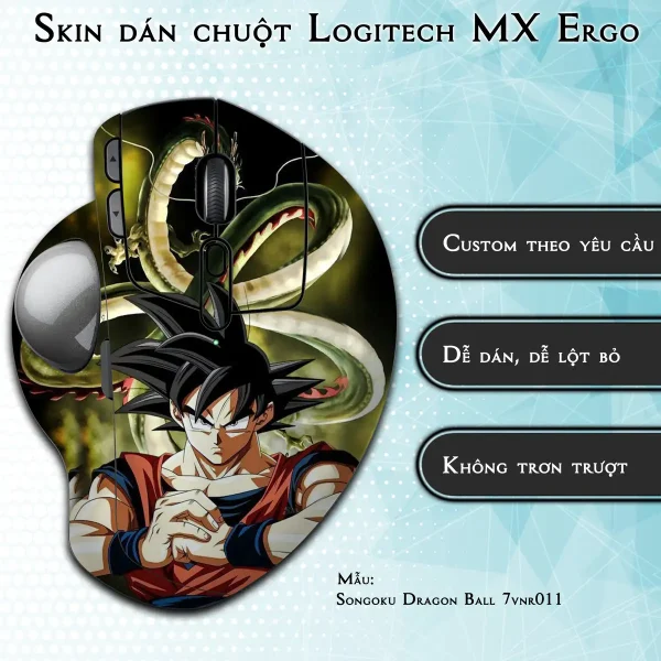 Skin dán chuột Logitech MX Ergo mẫu Songoku Dragon Ball 7vnr011