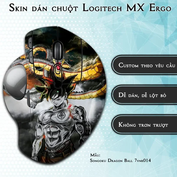 Skin dán chuột Logitech MX Ergo mẫu Songoku Dragon Ball 7vnr014