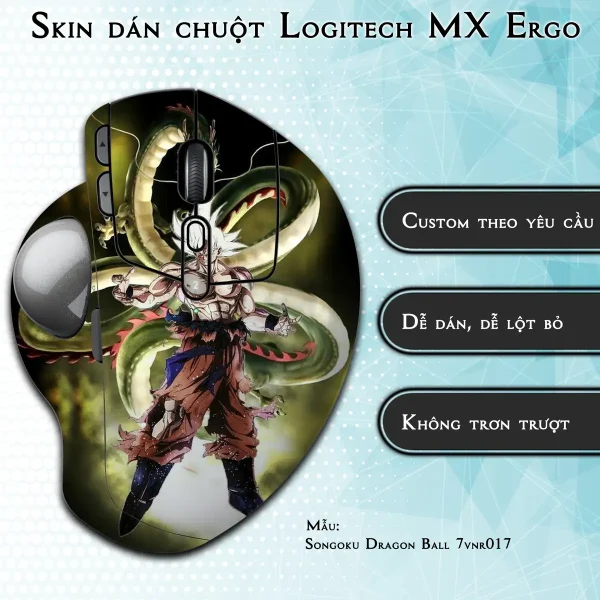 Skin dán chuột Logitech MX Ergo mẫu Songoku Dragon Ball 7vnr017