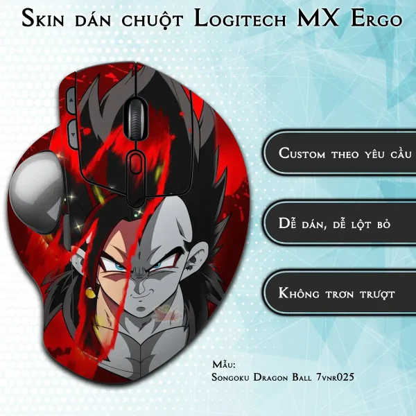 Skin dán chuột Logitech MX Ergo mẫu Songoku Dragon Ball 7vnr025